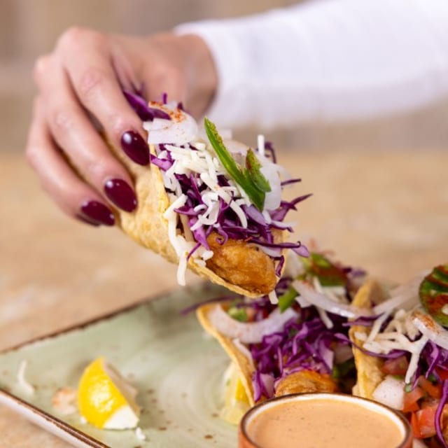 Tempura Mahi Tacos.